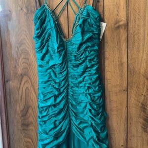 Laundry By Shelli Segal Teal rouged Dress